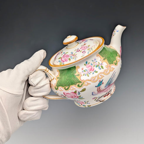 Minton 瓷茶壺,毒蛇紋,綠色,二十世紀初